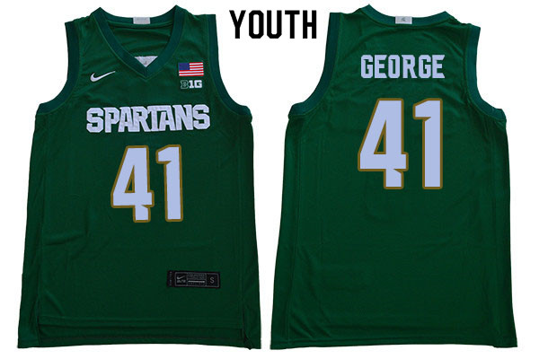 2019-20 Youth #41 Conner George Michigan State Spartans College Basketball Jerseys Sale-Green